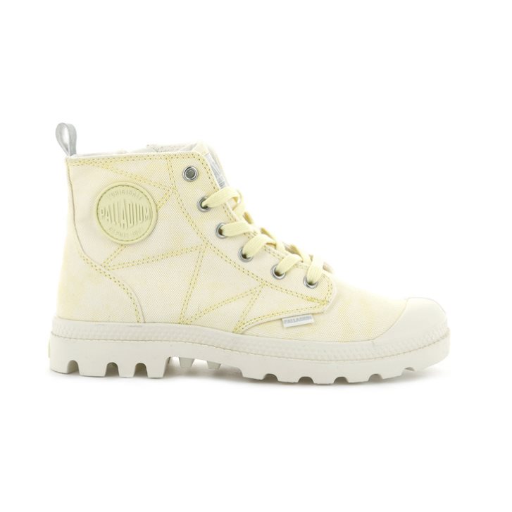 Palladium Pampa Zip Desertwash Women\'s Boots Light Yellow | UK O671-FVO